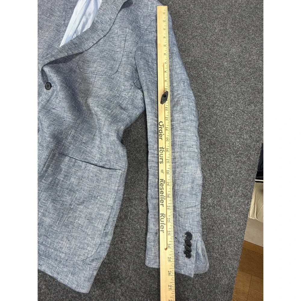 Banana Republic Blazer Mens 42L Blue Tailored Fit 100% Linen Lightweight 402018